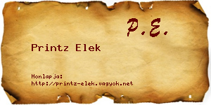 Printz Elek névjegykártya